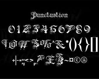 チカーノ ブラックレター フォント セット: タトゥー & アパレル