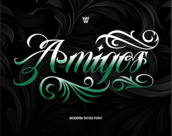Amigos Tattoo Font: Chicano Blackletter, Procreate & Photoshop (Digital Download)