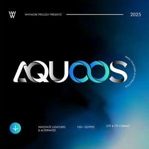AQUOOS Modern Futuristic Display Sans Font, Logo Modern Font, Futuristic Bold Font, Geometric Font | Futuristic Logo Font, Font For Branding