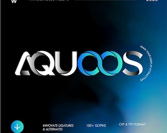 AQUOOS Futuristic Display Font: Modern Bold Sans Serif (OTF & TTF)