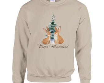Winter Wonderland Bunny Sweatshirt – Available in White or Beige