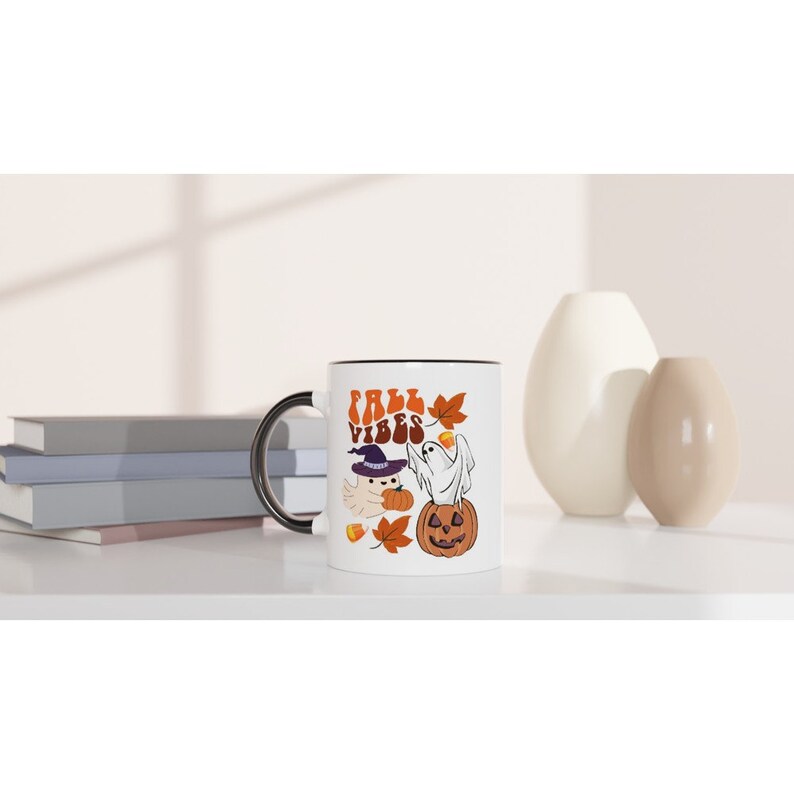 Fall Vibes Ghost Pumpkin Mug - Spooky Season Coffee Mug image 5