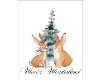 Winter Bunny Matte Poster with Wooden Hanger
