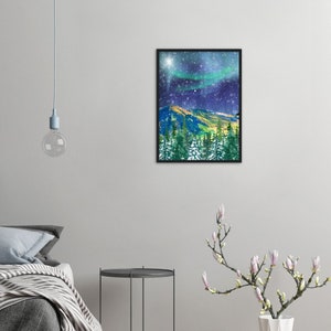 Winter Wall Art Print,Framed Poster, Wall Art For Winter, Christmas Wall Art, Christmas Art Print,Winter Wall Decor,Northern Lights,Snow