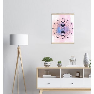 Impresión de acuarela de fases lunares: arte de pared esotérico celestial con colgador