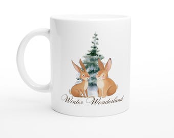 Winter Wonderland Bunny White Latte 11oz Ceramic Mug