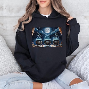 Sudadera con capucha "Caldero de Bruja" - BlackVarients - Sudadera gótica con arte de caldero místico / Sudadera unisex de brujería / Sudadera acogedora y ocultista