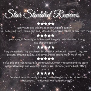 May include: A collage of customer reviews with five-star ratings for a product. The reviews highlight the quality, speed of delivery, and overall satisfaction with the product. The text includes phrases like "very cute and well made", "great mug", "super quick delivery", "amazing quality", "highly recommend", and "excellent item".