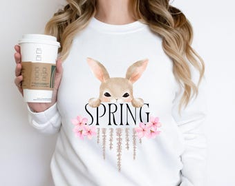 White Rabbit Spring Sweatshirt – Cottagecore Bunny Pullover