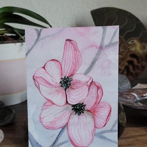 Karte, Magnolie, Blumen, Postkarte, Handgemalt, Aquarell, Wünsche, Grußkarte, Druckkarte