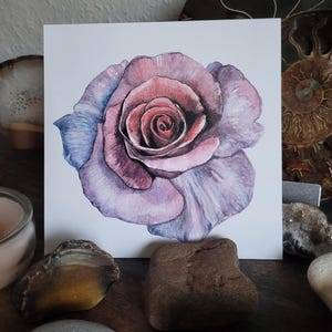 Karte, Rose, Gothic, Blumen, Postkarte, Handgemalt, Aquarell, Wünsche, Grußkarte, Druckkarte