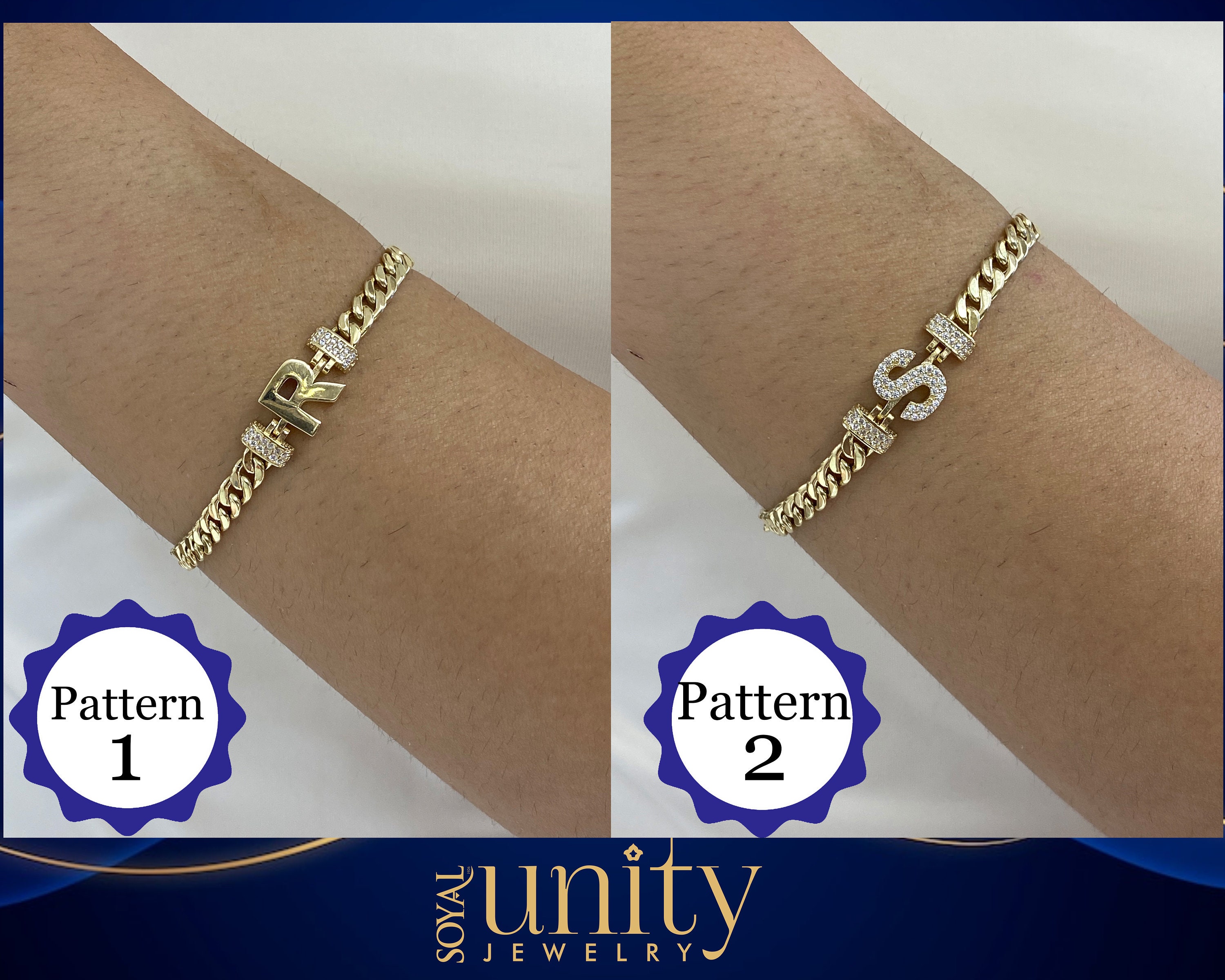 14K Gold Letter Bracelet, Solid Gold Bracelet, Initial Bracelet, Name