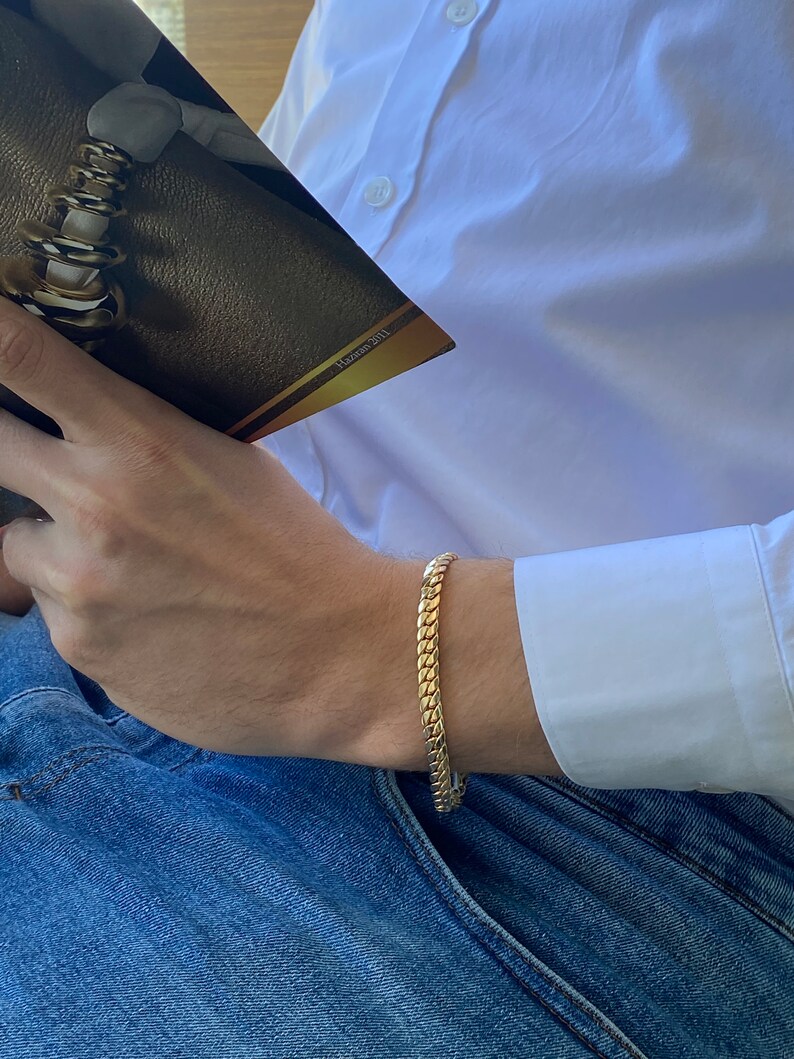 Miami Cuban Link Chain Bracelet Handmade 14K Real Gold Cuban Etsy