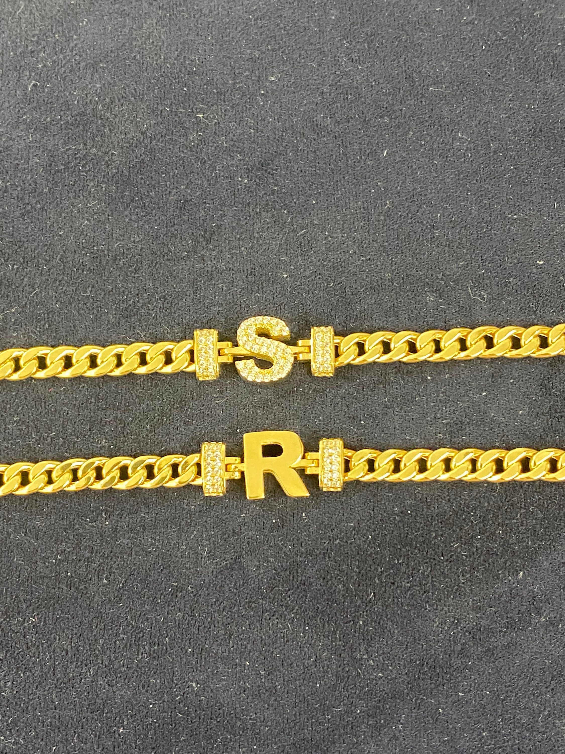 14K Gold Letter Bracelet, Solid Gold Bracelet, Initial Bracelet, Name