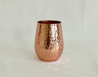 Handcrafted Copper Tumbler: Vintage Hammered Design, 10 oz