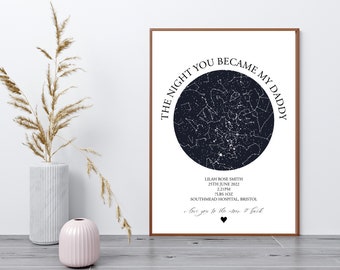 On The Night You Became My Daddy Star Map Print | Personalised Day You Were Born Print, On The Night You Were Born, Personalised Baby Gift