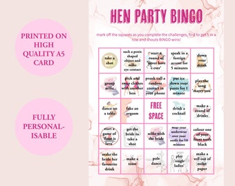 Hen Party Bingo, Staying In Edition, Hen Party Games, Fully Personalisable, Customisable Bingo, Hen Do, Hen Party, Party Games, Bridal Games