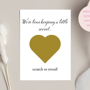 Tarjeta de rascar de oro de revelación de embarazo, revelación de fotos de escaneo de embarazo personalizada, anuncio de embarazo, anuncio sorpresa de bebé