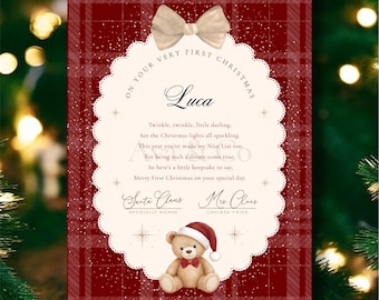 Certificato di Buoni Animati personalizzato / Primo Regalo di Natale / Certificato di Buoni Animati di Babbo Natale / Ricordo del Primo Natale del Bambino / Stampa in formato A4 o A5