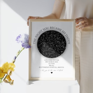 Stampa mappa stellare nella notte in cui sei diventato mio papà, stampa personalizzata del giorno in cui sei nato, regalo per papà, regalo per nonno, regalo personalizzato per neonati