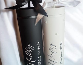 Vaso térmico personalizado para novios, regalo para recién casados, regalo para la novia, regalo para el novio, regalo de luna de miel, Sr. y Sra., futura novia.