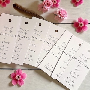 Etiquetas personalizadas para assentos reservados para casamento, etiquetas para assentos de cerimônia de casamento, assentos reservados, etiquetas para cadeiras, placas minimalistas