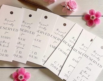 Personalised Reserved Seating Tags for Wedding, Wedding Ceremomy Seat Tags, Reserved Seat, Chair Tags, Minimalist Signs