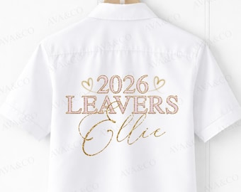 Personalised School Leaver T-Shirt 2026, Leavers Shirt with Glitter Effect, School Leaver Notebook – School Leavers Keepsake