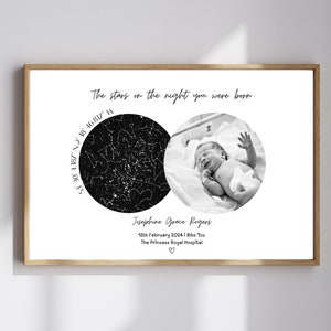 Mappa stellare personalizzata per la notte della tua nascita, regalo per neonato, regalo personalizzato, regalo per il primo compleanno, decorazioni per la cameretta del bambino, regalo per neonati, neo-genitori