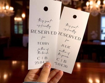Personalized Wedding Reserved Seating Tag: Minimalist Ceremony Decor