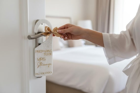 Preparing to be Mrs Door Hanger, Wedding Suite Door Hanger, Bride to Be Gifts, Bridal Decor, Bridal Suite Door Tag