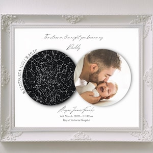 Stelle digitali nella notte in cui sei diventato mio padre, stampa della mappa delle stelle, stampa personalizzata, regalo per papà, neopapà, la notte in cui sei nato, festa del papà