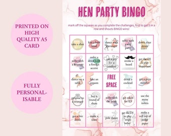 Hen Party Bingo, Going Out Edition, Hen Party Games, Fully Personalisable, Customisable Bingo, Hen Do, Hen Party, Party Games, Bridal Games