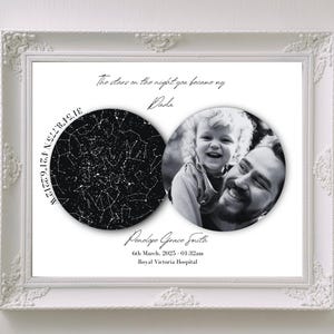 Sterren op de avond dat je mijn vader werd, sterrenkaartprint, aangepaste print, cadeau voor papa, nieuwe vader, The Night You Were Born, Vaderdag, verjaardag