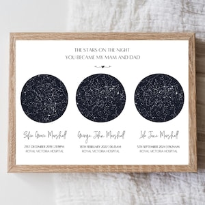 Mappa stellare personalizzata per la notte in cui sei nato, regalo per la mamma, regalo per il papà, regali per la casa, regali per neonati, nella notte in cui sei nato, fratelli