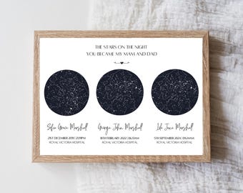 Custom Night You Were Born Star Map, Gift for Mum, Gift for Dad, Gifts for the Home, New Baby Gifts, On The Night You Were Born, Siblings