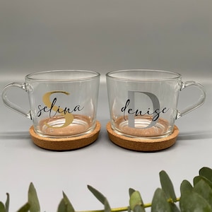 Personalized cup, tea glass with name, glass cup, birthday gift, farewell gift, gift idea, small gift, Mother's Day