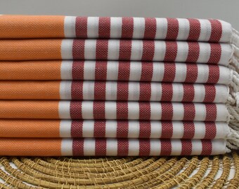 Sauna accessories, Turkish towel, Beach towel,  Spa towel, Bath towel, Personalized towel, 40 x 70 Pool towel, Hammam towel, red-orng, Amrcn