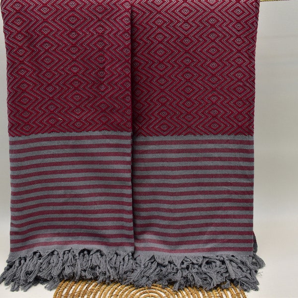Custom Blanket gift, Throw Blanket, Home Decor, Organic Cotton Blanket, Turkish Throws, Bed Decor, 80 x 108 Personalized Gift, Brick Salkm/P