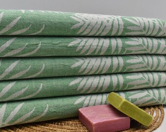 Turkish towel, Bath towel, Beach towel, Pool towel, Leaf pattern towel 36 x 68 Bachelorette party towel, Bath Sheet, green, Jkr Olive Branch