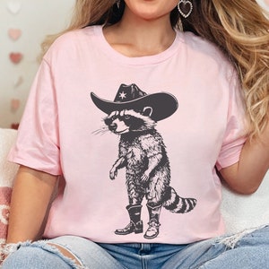 Vintage Cowboy Racoon Shirt, Funny Western Trash Panda Shirt, Funny Racoon Shirt, Weirdcore Meme Clothing, Funny Gift for Her, Racoon Shirt