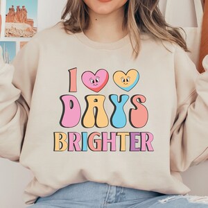 100 Days Brighter Sweatshirt, Teacher Sweatshirt, 100th Day Teacher Shirt, 100 Days of School Sweater, 100th Day of School Sweatshirts
