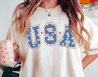Retro Star USA Graphic Tee, Comfort Colors® 4th of July Graphic Shirt, Star American Graphic Tee, Retro USA Comfort Colors® Shirt