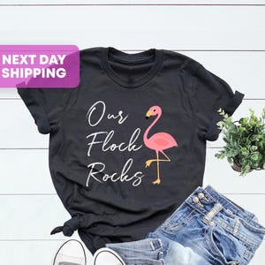 Our Flock Rocks Flamingo Shirt: Summer Graphic Tee