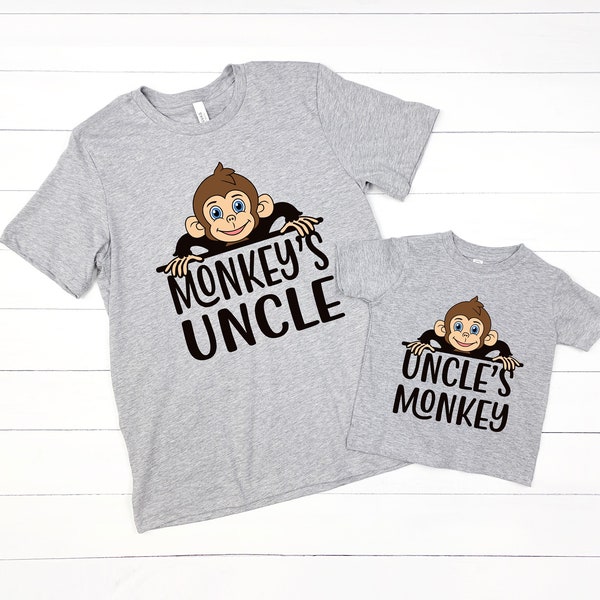 Uncle's Monkey and Monkey's Uncle Matching Uncle and Nephew or Niece Shirts Infant Bodysuit One Piece Clothing Outfit Set Gift for New Uncle