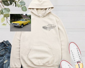 Pocket Custom Car Outline Sweatshirt, Hoodie, Personalized Car Hoodie, Dad Gift, Custom Sweatshirt, Gift for Him, Car Guy Gifts