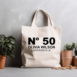 Birthday Celebration Personalized Gift, Canvas Tote Bag with Name and State, 40th 50th Birthday Gift, Tote Bag for Her, Custom Birthday Gift