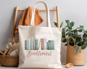 Booktrovert Tote Bag: Literary Book Lover Canvas Library Gift, Library Tote Bag, Books Tote Bag, Book Lovers Tote Bag