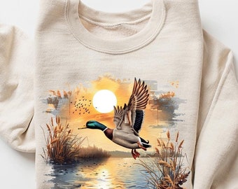 Mallard Duck Sweatshirt: Vintage Waterfowl Nature Graphic Crewneck