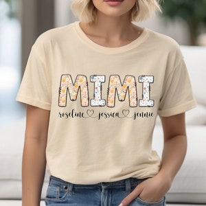 Chemise Mimi personnalisée pour la fête des mères, t-shirt floral Mimi, cadeau de fête des mères pour grand-mère, cadeaux Mimi, cadeau pour maman, chemises grand-mère